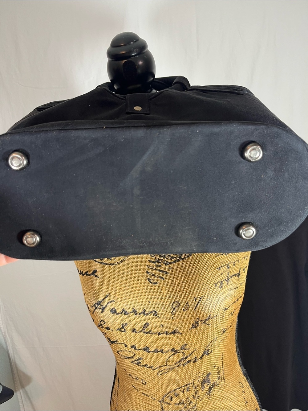 Embroidered Black Floral handbag/clutch purse vintage suede - Picture 3 of 10